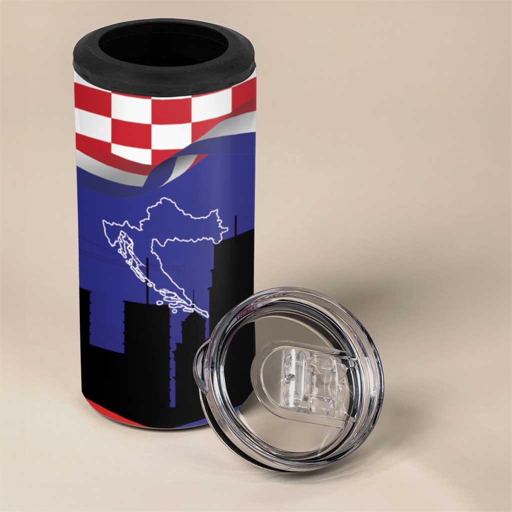 Croatia Independence Day 4 in 1 Can Cooler Tumbler Hrvatska Checkerboard 35th Anniversary