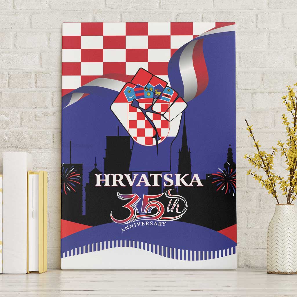 Croatia Independence Day Canvas Wall Art Hrvatska Checkerboard 35th Anniversary