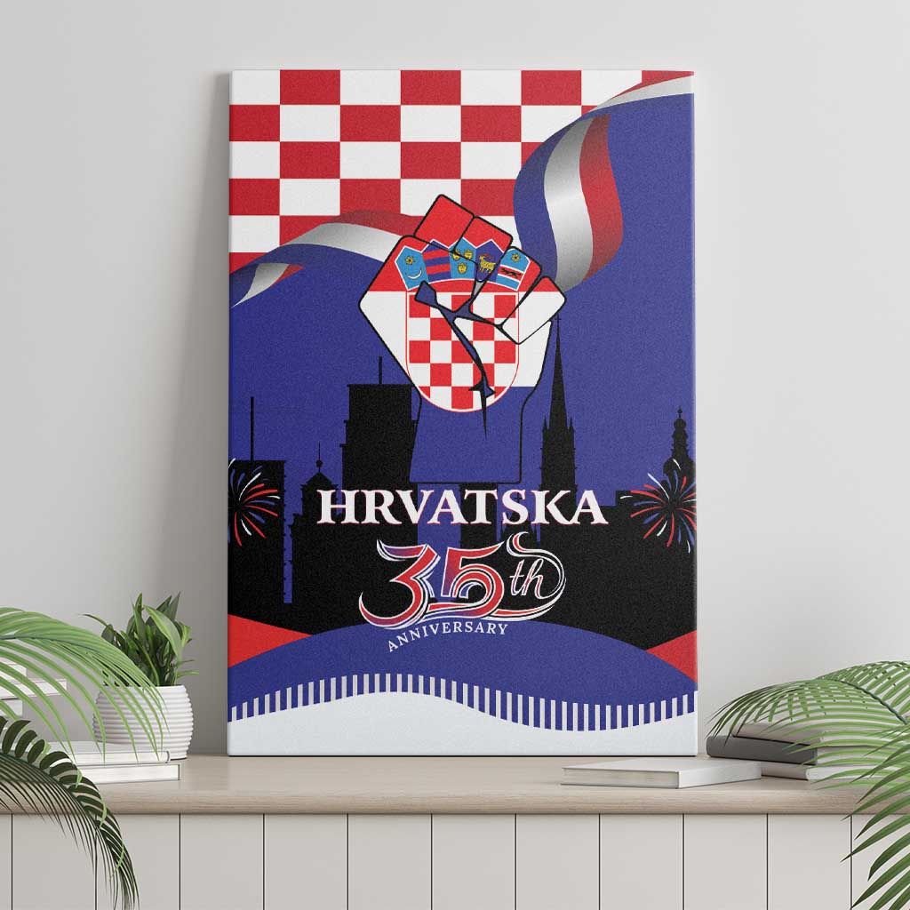 Croatia Independence Day Canvas Wall Art Hrvatska Checkerboard 35th Anniversary
