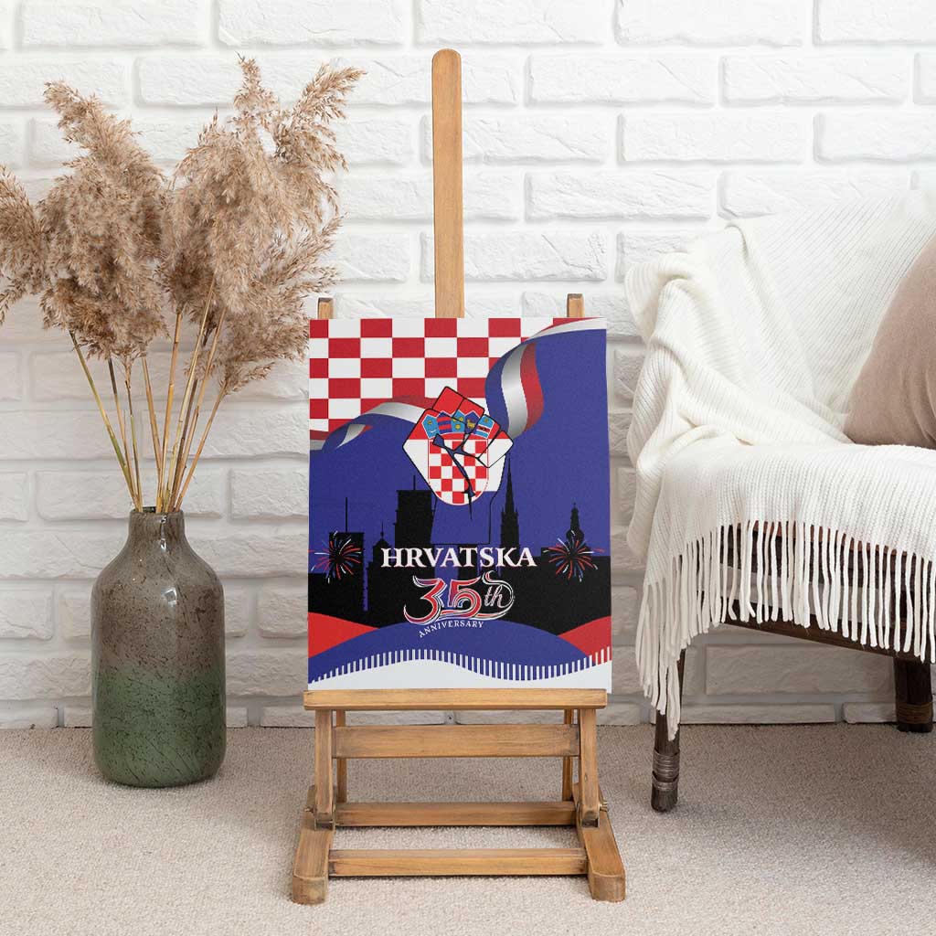 Croatia Independence Day Canvas Wall Art Hrvatska Checkerboard 35th Anniversary