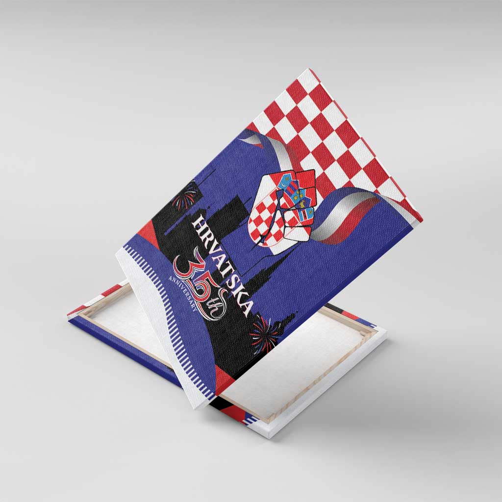 Croatia Independence Day Canvas Wall Art Hrvatska Checkerboard 35th Anniversary