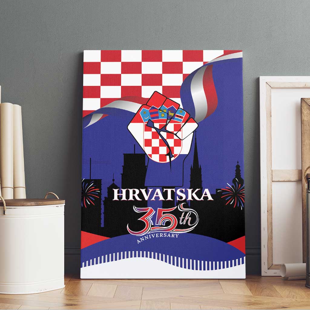 Croatia Independence Day Canvas Wall Art Hrvatska Checkerboard 35th Anniversary