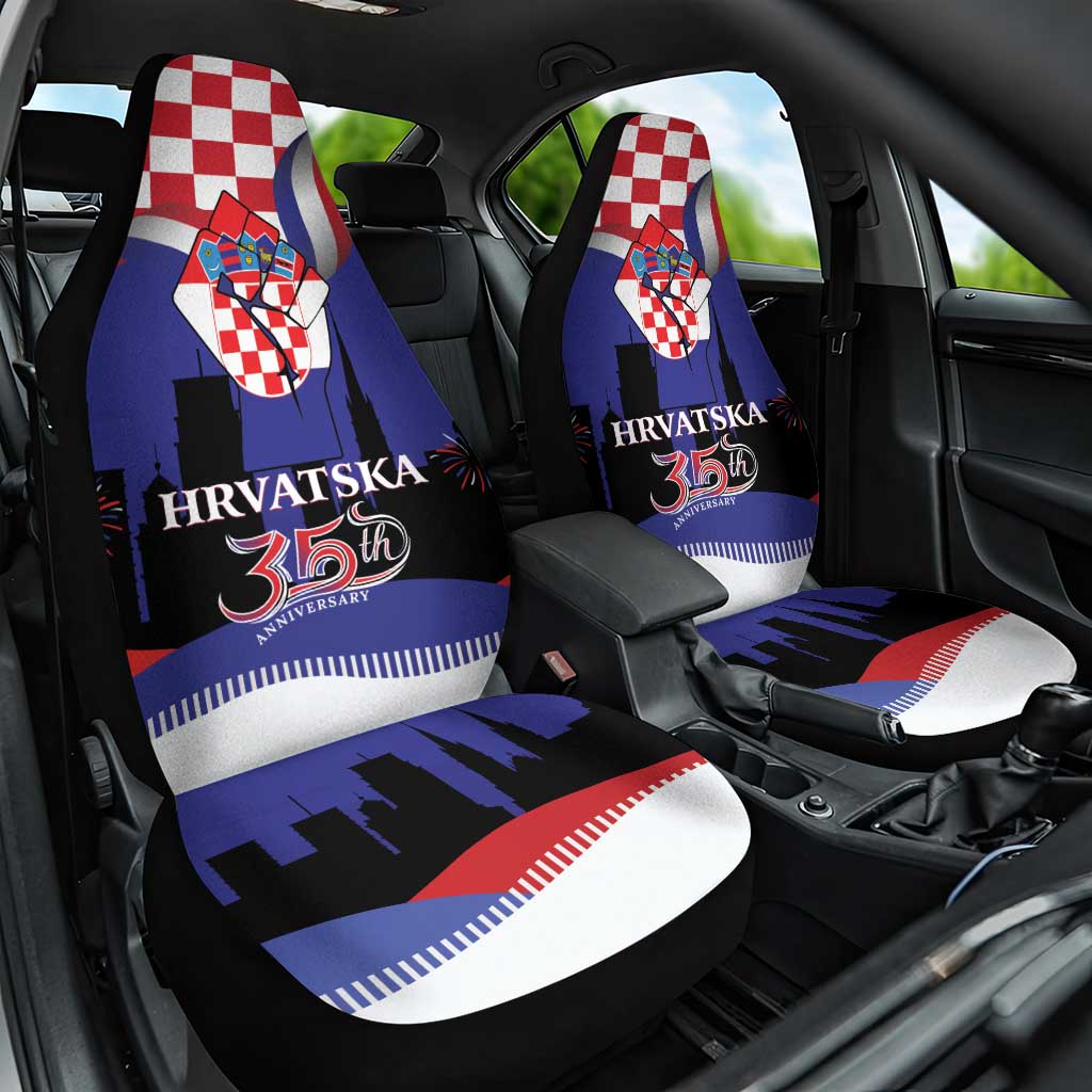Croatia Independence Day Car Seat Cover Hrvatska Checkerboard 35th Anniversary