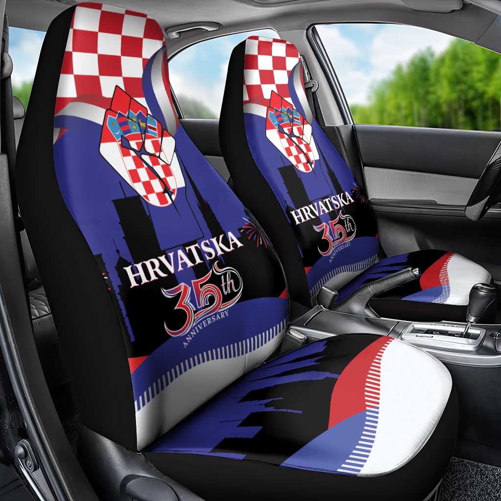Croatia Independence Day Car Seat Cover Hrvatska Checkerboard 35th Anniversary