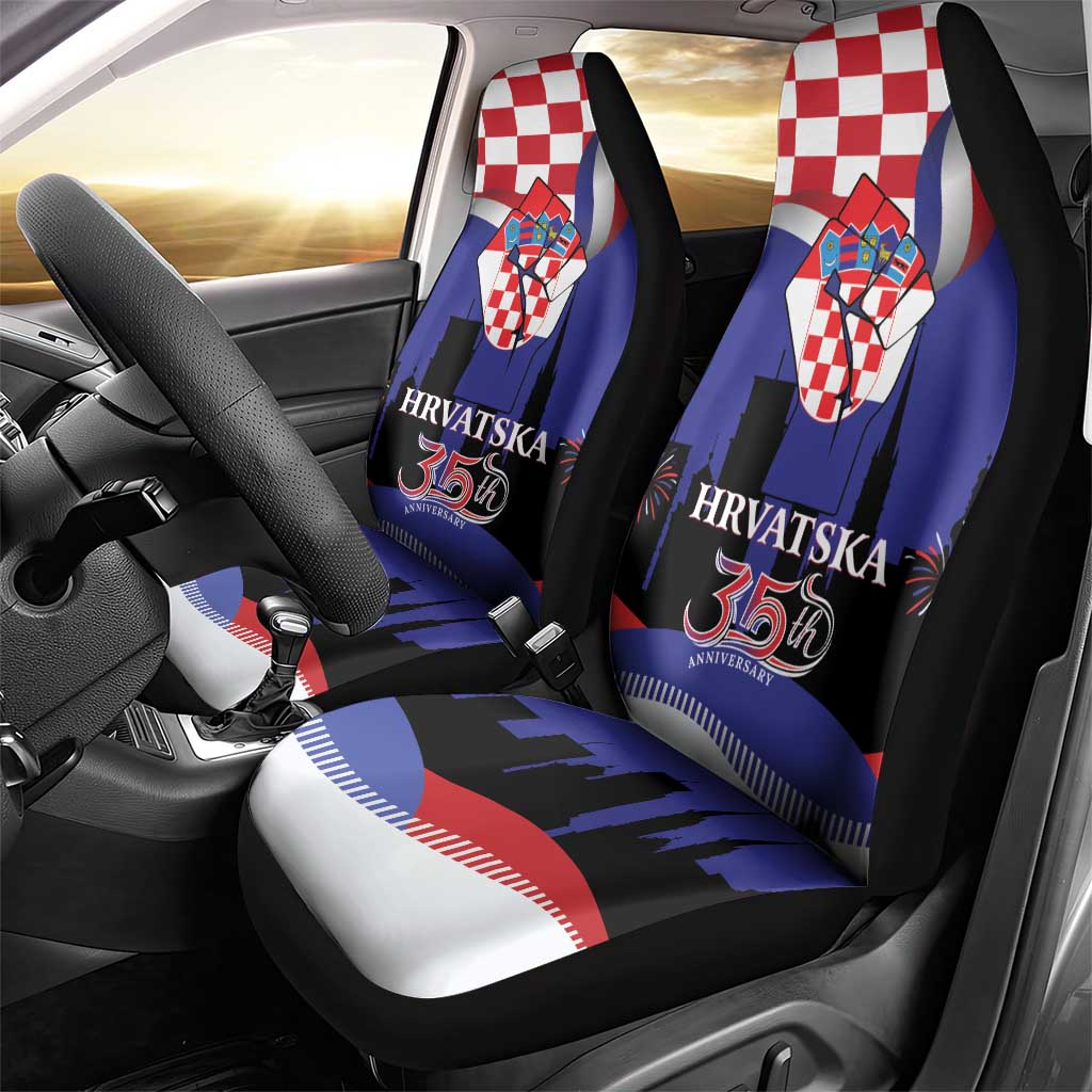 Croatia Independence Day Car Seat Cover Hrvatska Checkerboard 35th Anniversary