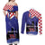 Croatia Independence Day Couples Matching Off Shoulder Maxi Dress and Long Sleeve Button Shirt Hrvatska Checkerboard 35th Anniversary