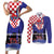Croatia Independence Day Couples Matching Short Sleeve Bodycon Dress and Long Sleeve Button Shirt Hrvatska Checkerboard 35th Anniversary