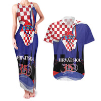 Croatia Independence Day Couples Matching Tank Maxi Dress and Hawaiian Shirt Hrvatska Checkerboard 35th Anniversary