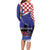 Croatia Independence Day Family Matching Long Sleeve Bodycon Dress and Hawaiian Shirt Hrvatska Checkerboard 35th Anniversary