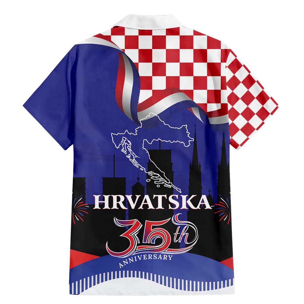 Croatia Independence Day Family Matching Mermaid Dress and Hawaiian Shirt Hrvatska Checkerboard 35th Anniversary