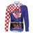 Croatia Independence Day Family Matching Off The Shoulder Long Sleeve Dress and Hawaiian Shirt Hrvatska Checkerboard 35th Anniversary