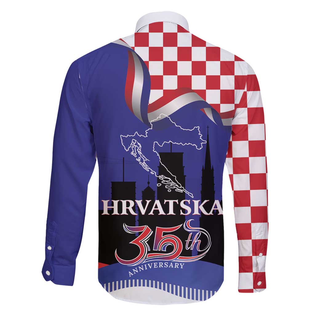 Croatia Independence Day Family Matching Off Shoulder Maxi Dress and Hawaiian Shirt Hrvatska Checkerboard 35th Anniversary