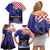 Croatia Independence Day Family Matching Off Shoulder Short Dress and Hawaiian Shirt Hrvatska Checkerboard 35th Anniversary