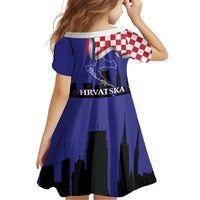 Croatia Independence Day Family Matching Short Sleeve Bodycon Dress and Hawaiian Shirt Hrvatska Checkerboard 35th Anniversary