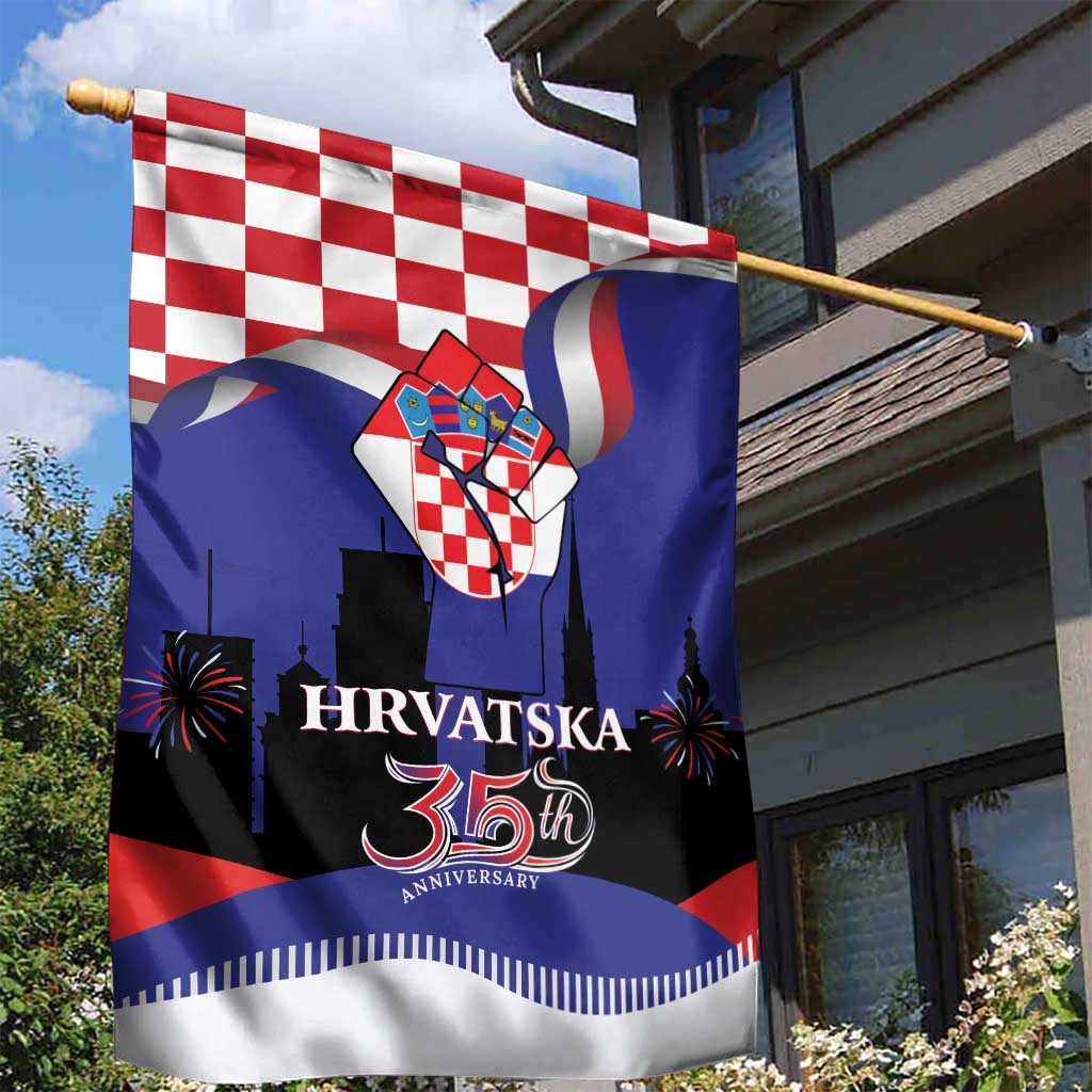 Croatia Independence Day Garden Flag Hrvatska Checkerboard 35th Anniversary