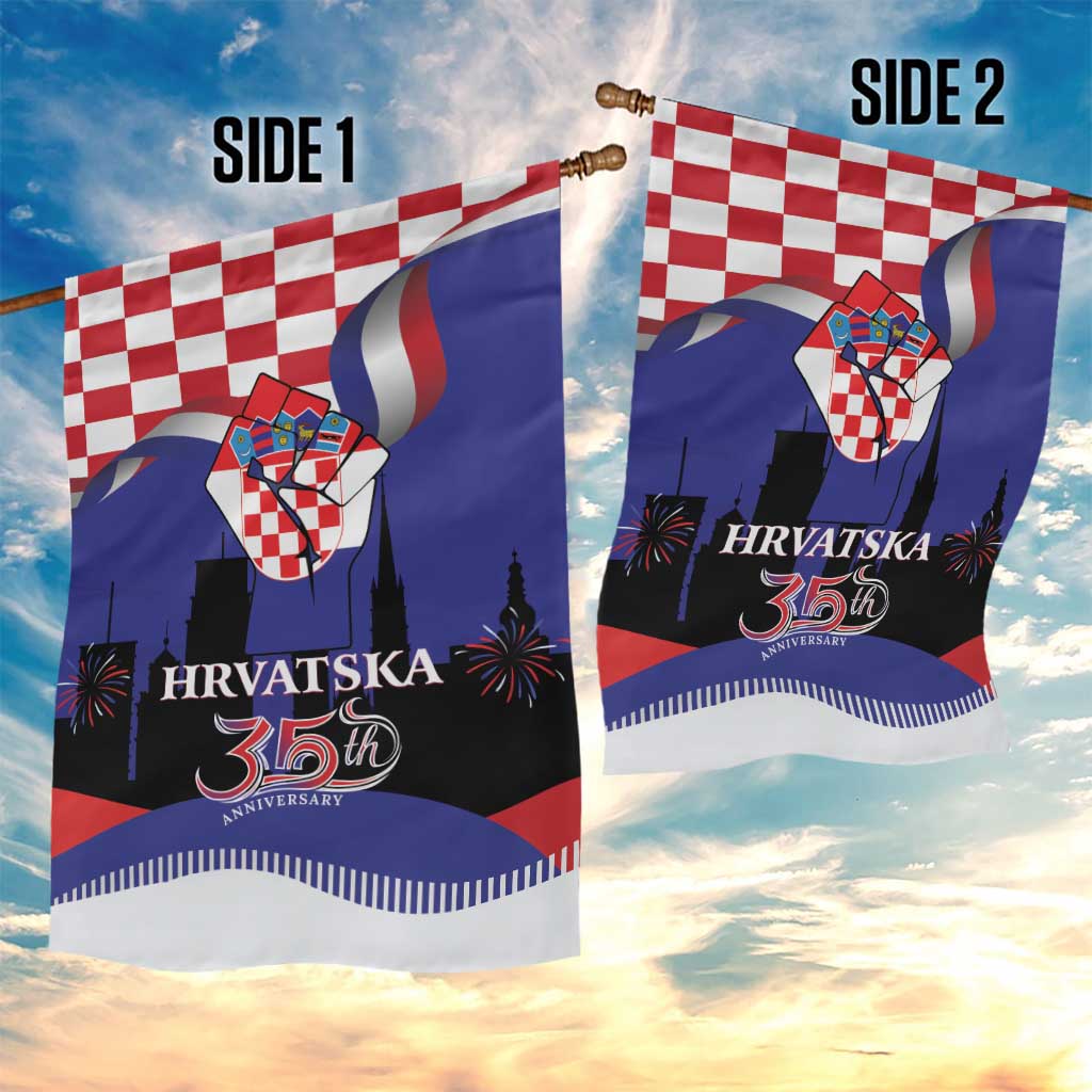 Croatia Independence Day Garden Flag Hrvatska Checkerboard 35th Anniversary