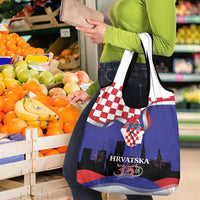 Croatia Independence Day Grocery Bag Hrvatska Checkerboard 35th Anniversary