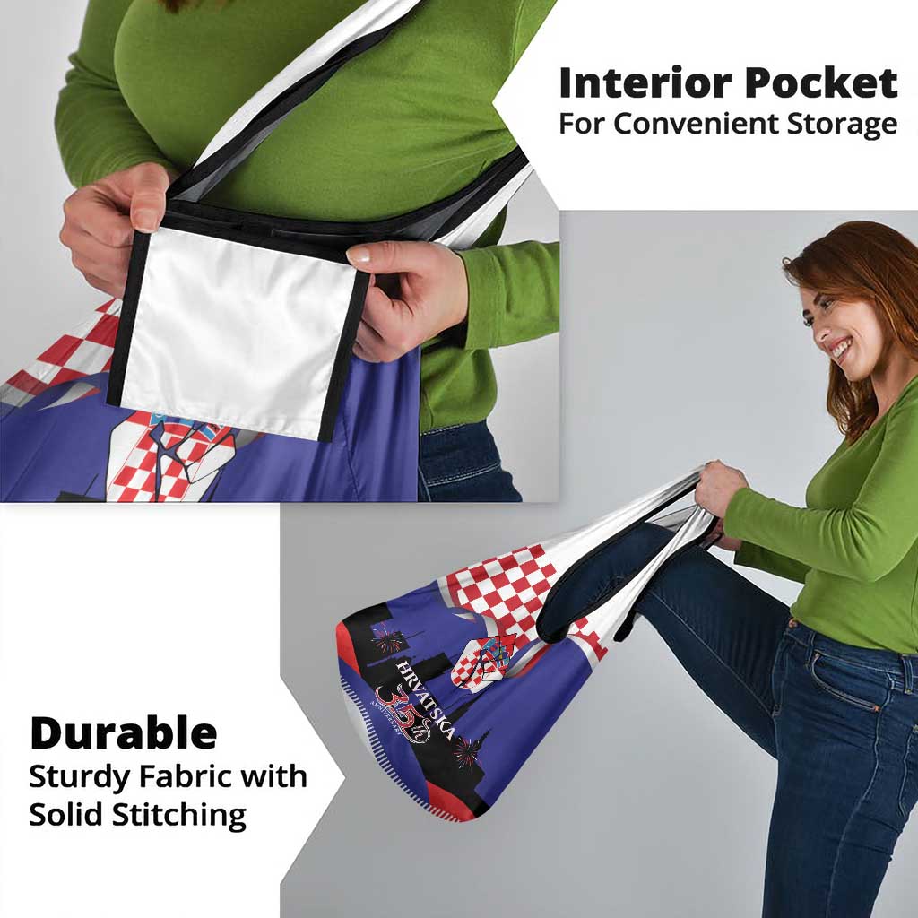 Croatia Independence Day Grocery Bag Hrvatska Checkerboard 35th Anniversary