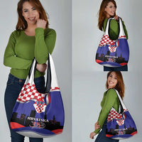 Croatia Independence Day Grocery Bag Hrvatska Checkerboard 35th Anniversary