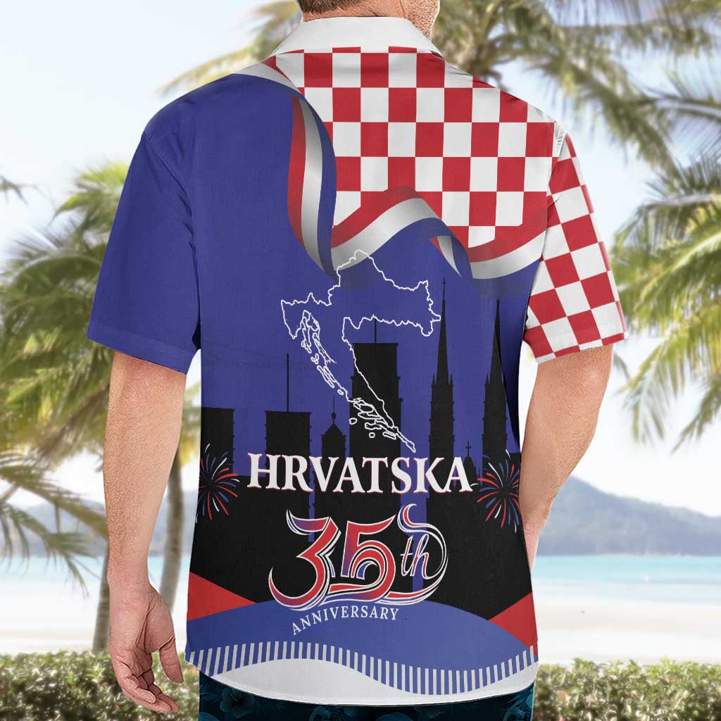 Croatia Independence Day Hawaiian Shirt Hrvatska Checkerboard 35th Anniversary