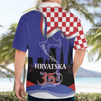 Croatia Independence Day Hawaiian Shirt Hrvatska Checkerboard 35th Anniversary