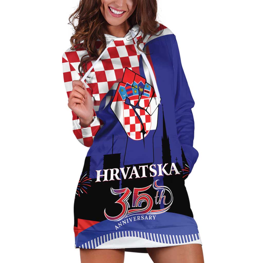 Croatia Independence Day Hoodie Dress Hrvatska Checkerboard 35th Anniversary