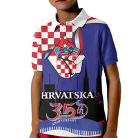 Croatia Independence Day Kid Polo Shirt Hrvatska Checkerboard 35th Anniversary