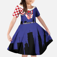 Croatia Independence Day Kid Short Sleeve Dress Hrvatska Checkerboard 35th Anniversary