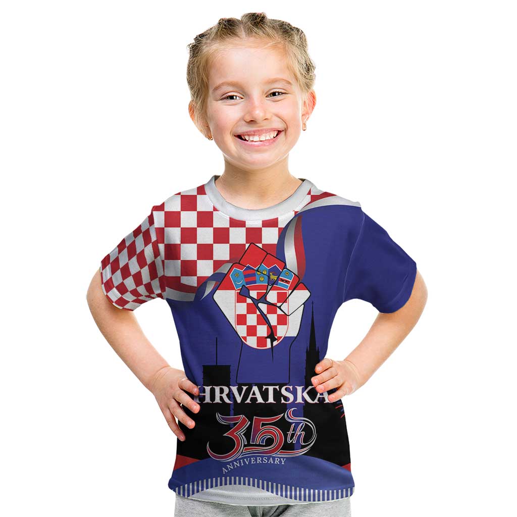 Croatia Independence Day Kid T Shirt Hrvatska Checkerboard 35th Anniversary