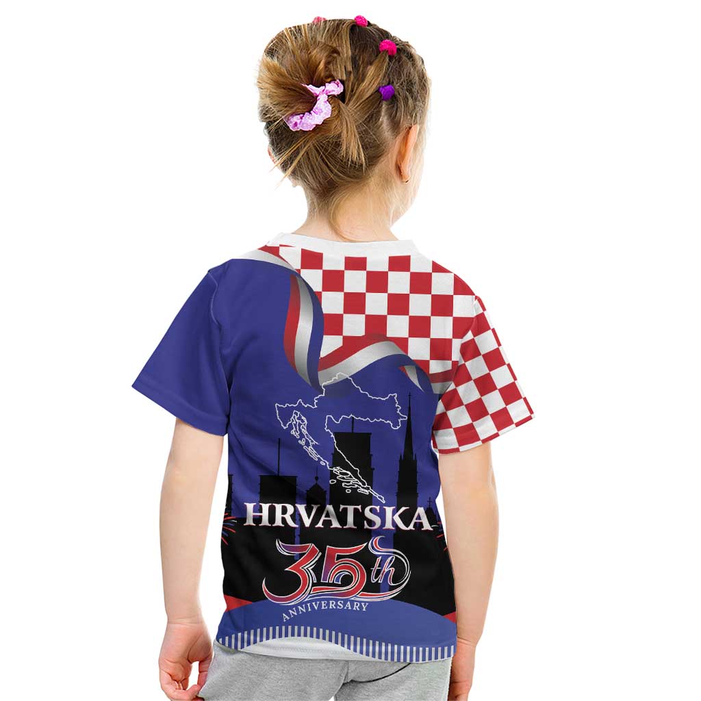 Croatia Independence Day Kid T Shirt Hrvatska Checkerboard 35th Anniversary