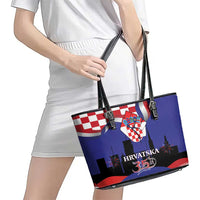 Croatia Independence Day Leather Tote Bag Hrvatska Checkerboard 35th Anniversary