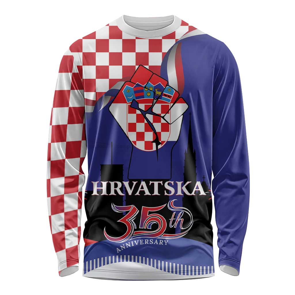 Croatia Independence Day Long Sleeve Shirt Hrvatska Checkerboard 35th Anniversary