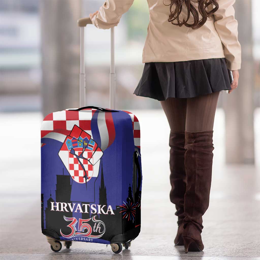 Croatia Independence Day Luggage Cover Hrvatska Checkerboard 35th Anniversary