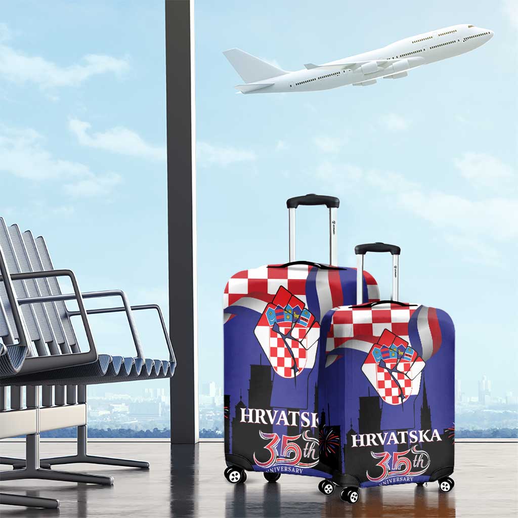Croatia Independence Day Luggage Cover Hrvatska Checkerboard 35th Anniversary