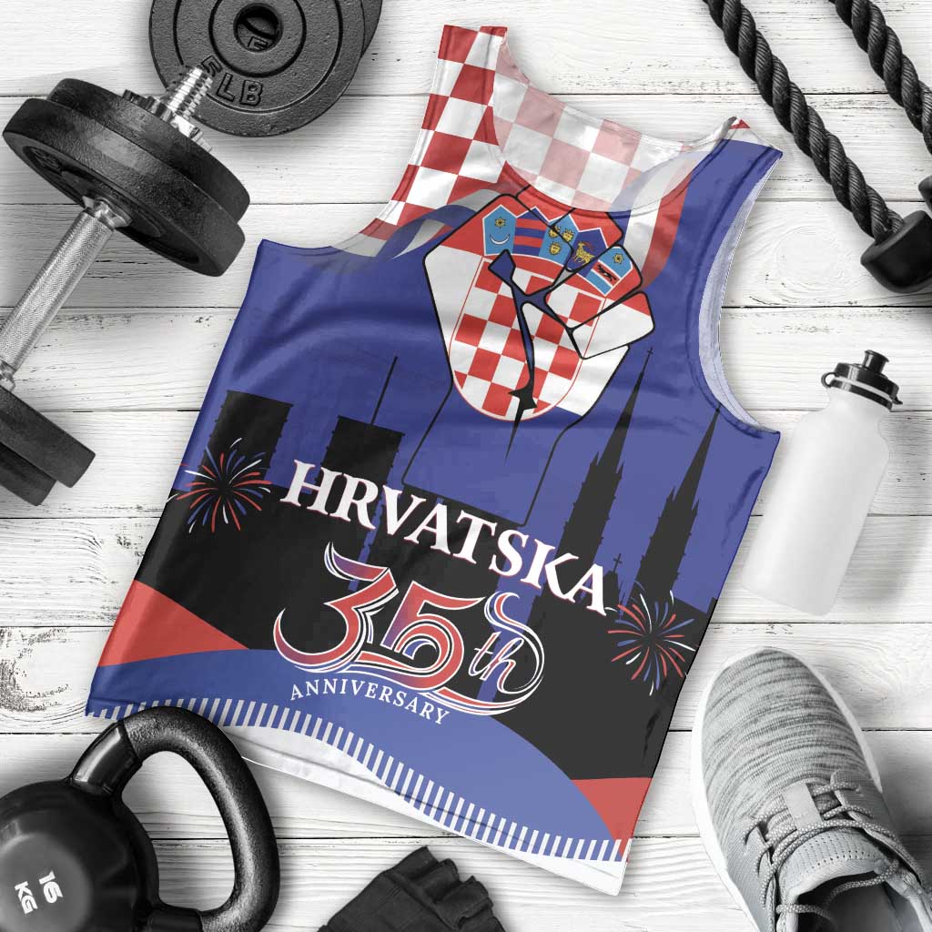 Croatia Independence Day Men Tank Top Hrvatska Checkerboard 35th Anniversary