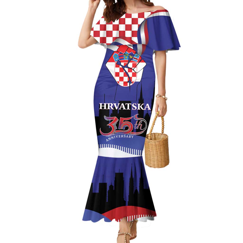 Croatia Independence Day Mermaid Dress Hrvatska Checkerboard 35th Anniversary