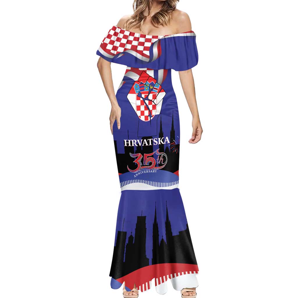 Croatia Independence Day Mermaid Dress Hrvatska Checkerboard 35th Anniversary