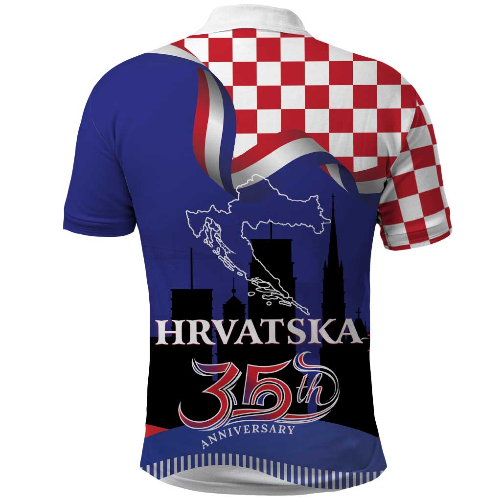 Croatia Independence Day Polo Shirt Hrvatska Checkerboard 35th Anniversary