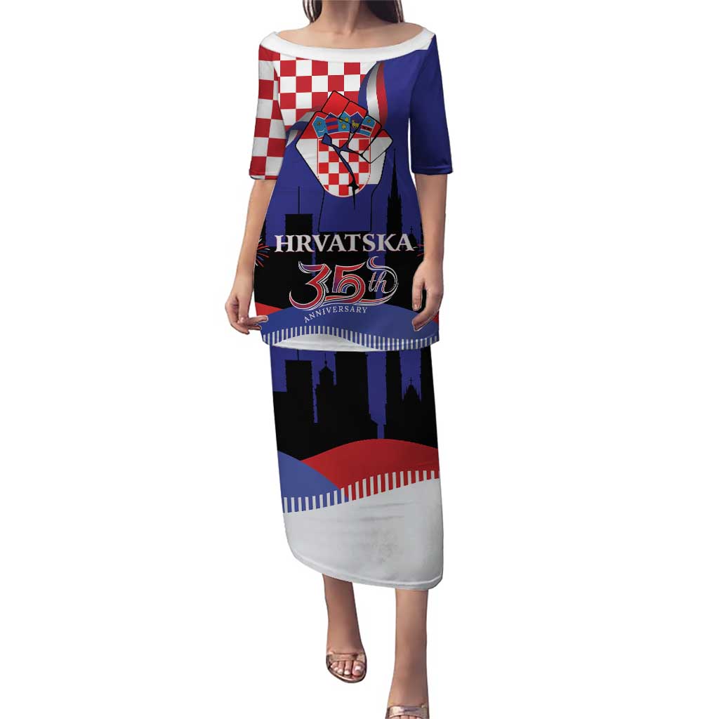 Croatia Independence Day Puletasi Hrvatska Checkerboard 35th Anniversary