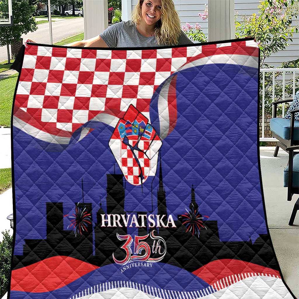 Croatia Independence Day Quilt Hrvatska Checkerboard 35th Anniversary