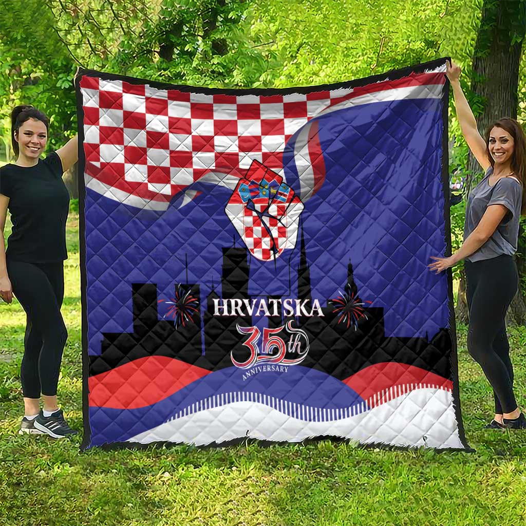 Croatia Independence Day Quilt Hrvatska Checkerboard 35th Anniversary