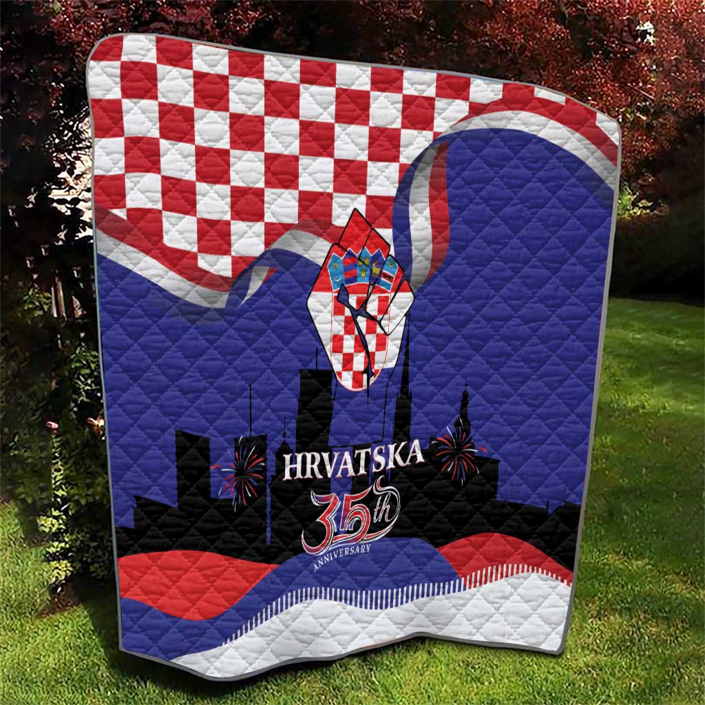 Croatia Independence Day Quilt Hrvatska Checkerboard 35th Anniversary