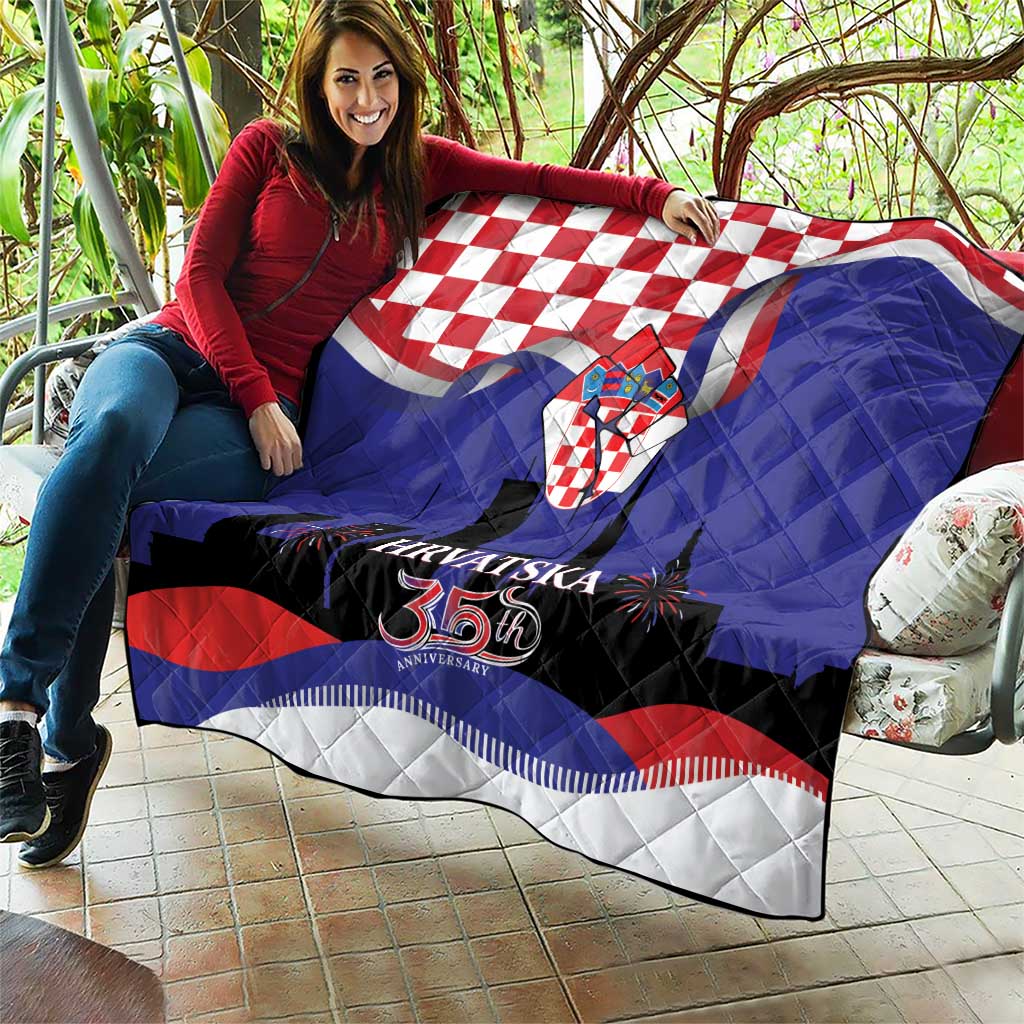 Croatia Independence Day Quilt Hrvatska Checkerboard 35th Anniversary