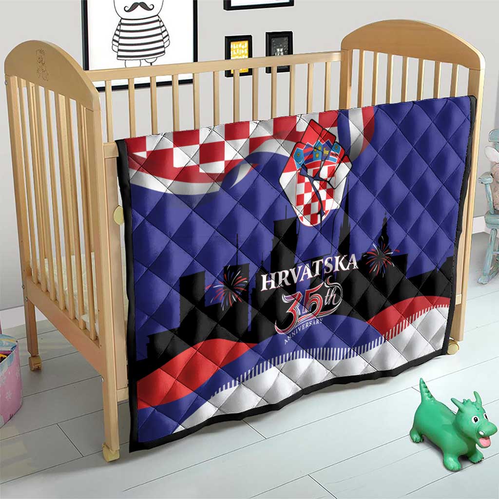 Croatia Independence Day Quilt Hrvatska Checkerboard 35th Anniversary