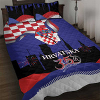 Croatia Independence Day Quilt Bed Set Hrvatska Checkerboard 35th Anniversary