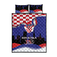 Croatia Independence Day Quilt Bed Set Hrvatska Checkerboard 35th Anniversary