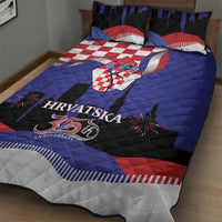 Croatia Independence Day Quilt Bed Set Hrvatska Checkerboard 35th Anniversary