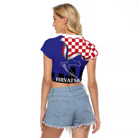 Croatia Independence Day Raglan Cropped T Shirt Hrvatska Checkerboard 35th Anniversary