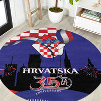 Croatia Independence Day Round Carpet Hrvatska Checkerboard 35th Anniversary