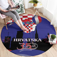 Croatia Independence Day Round Carpet Hrvatska Checkerboard 35th Anniversary